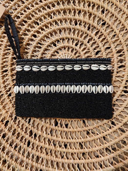 425001 Schelpen tasje in zwart grijs en beige