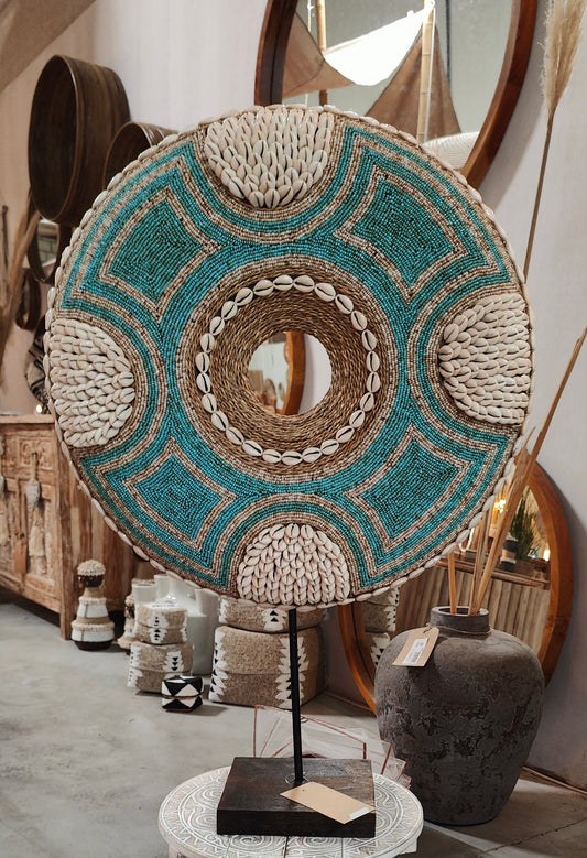 425111 Decoratie beige met turkoise